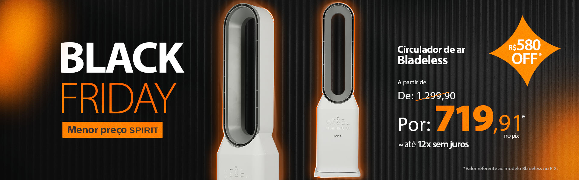 Black Friday Ventilador Torre sem Hélices